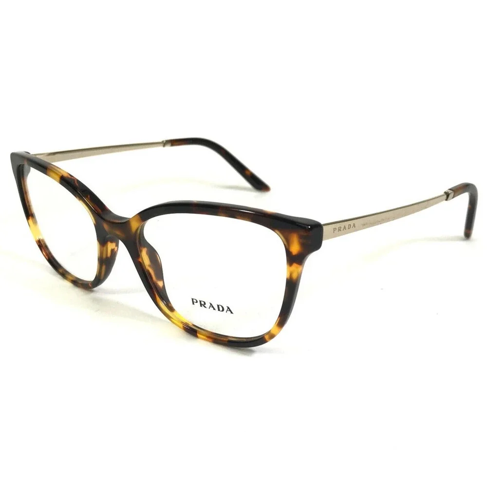 PRADA Eyeglasses Frames VPR 07W VAU-1O1 Brown Tortoise Gold Cat Eye 52-17-140